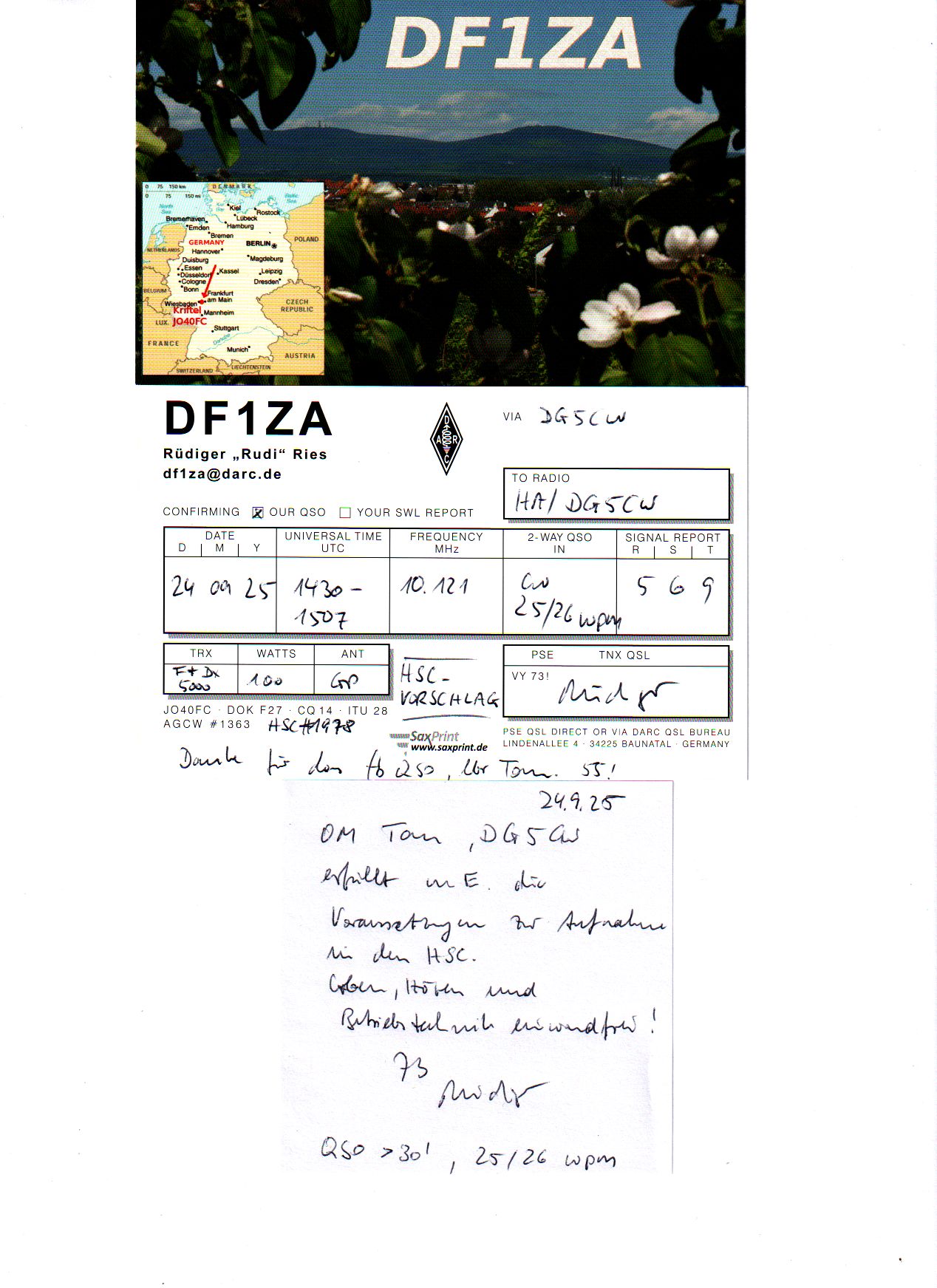 QSL from DL1ZA